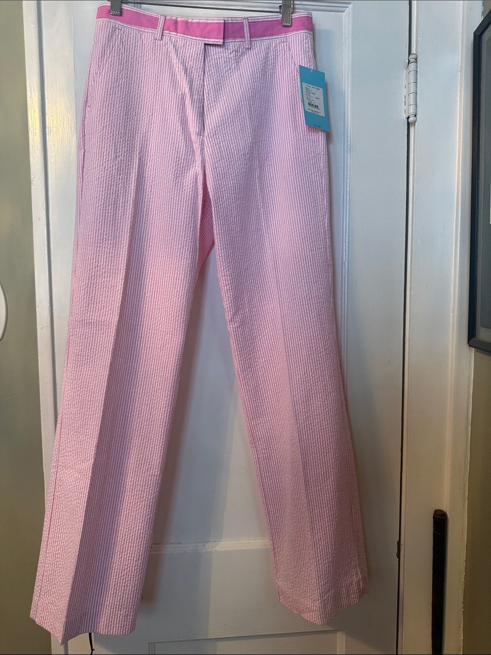 Women’s Lilly Pulitzer Flora Pant Conch Pink Seersucker Straight-Leg pants